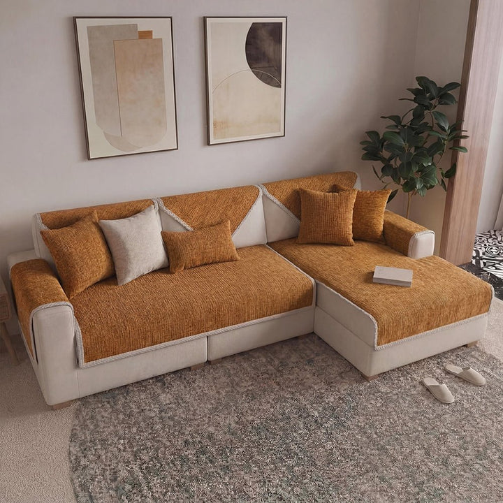 Waterproof Antimicrobial Simple Chenille Fabric Anti-scratch Sectional Couch Cover - Pawtique