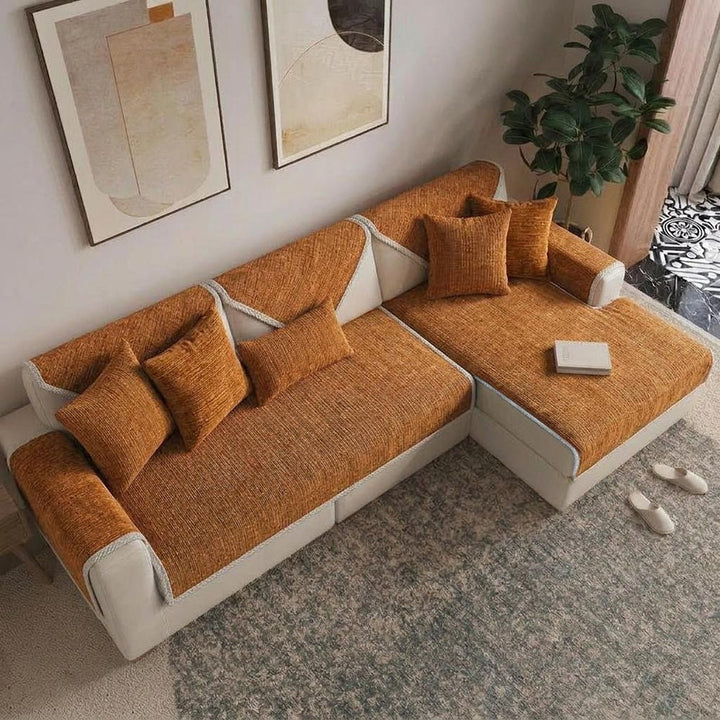 Waterproof Antimicrobial Simple Chenille Fabric Anti-scratch Sectional Couch Cover - Pawtique