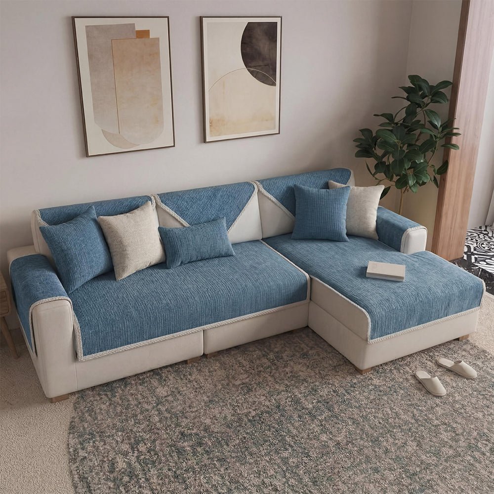 Waterproof Antimicrobial Simple Chenille Fabric Anti-scratch Sectional Couch Cover - Pawtique
