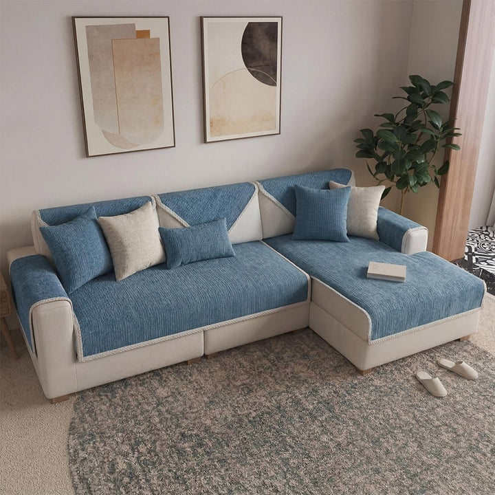 Waterproof Antimicrobial Simple Chenille Fabric Anti-scratch Sectional Couch Cover - Pawtique