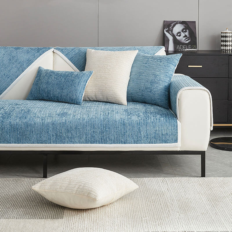 Waterproof Antimicrobial Simple Chenille Fabric Anti-scratch Sectional Couch Cover - Pawtique