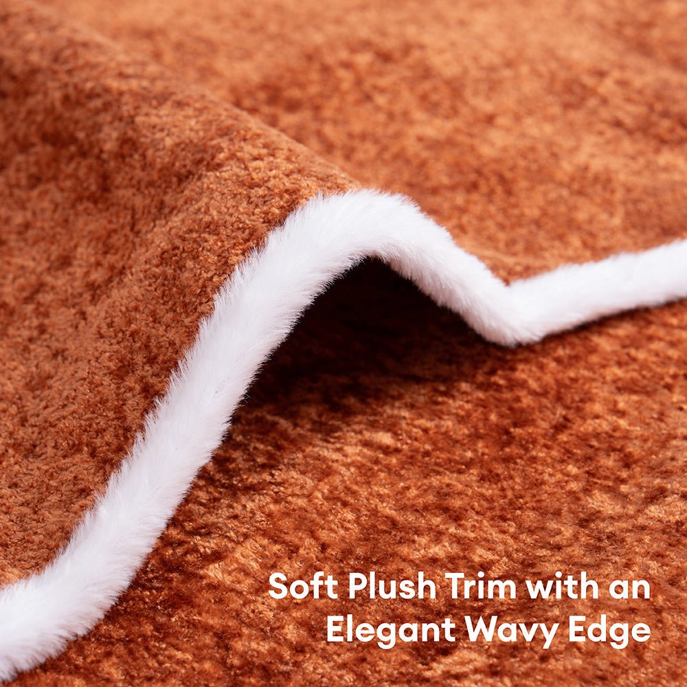 Waterproof Plush Velvet Contrast Wavy Edge Couch Cover - Pawtique