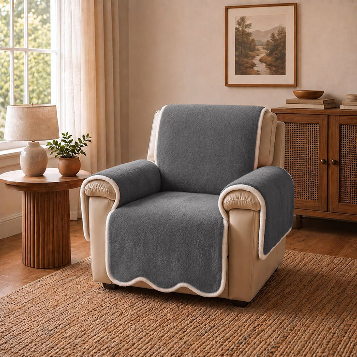 Waterproof Plush Velvet Contrast Wavy Edge Couch Cover - Pawtique