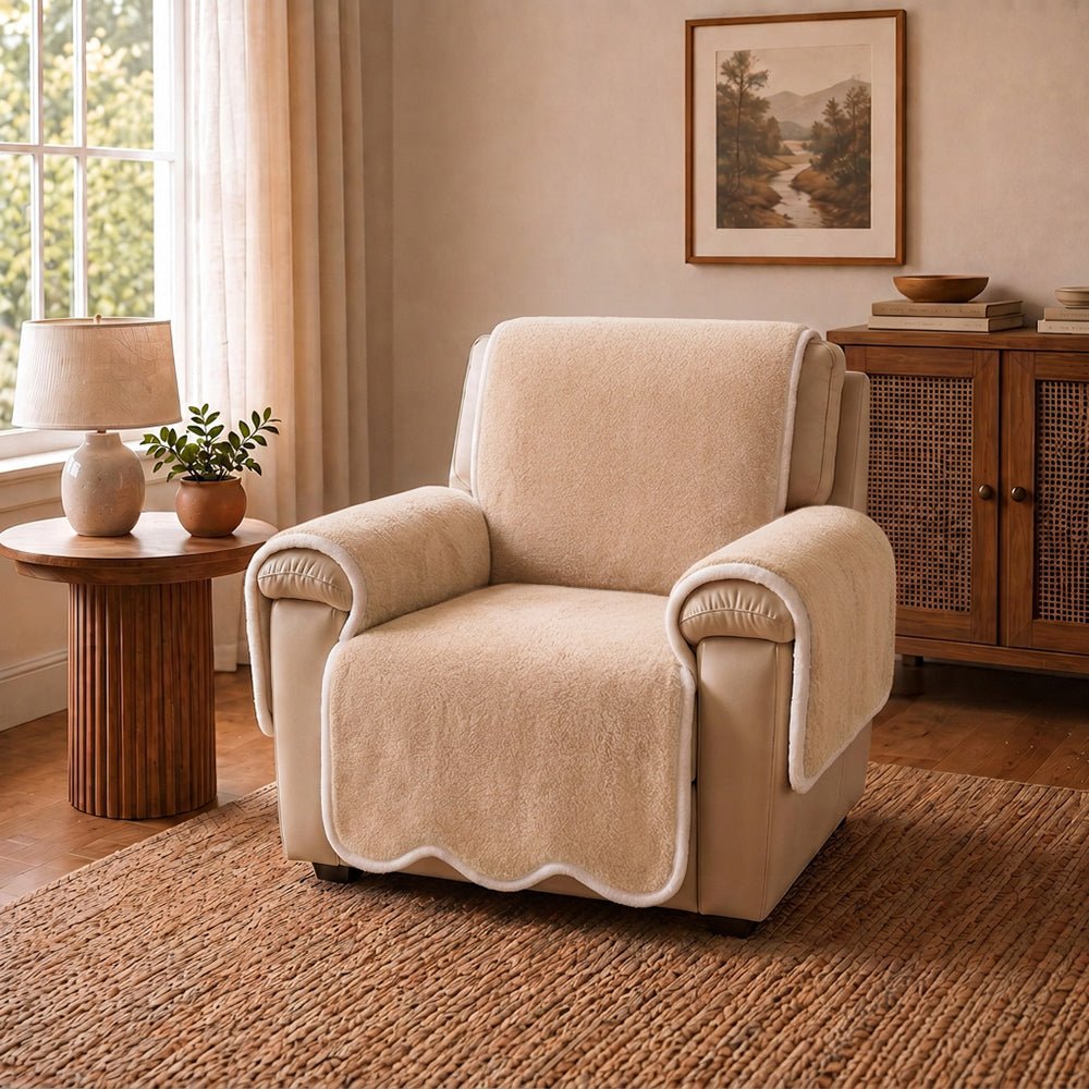 Waterproof Plush Velvet Contrast Wavy Edge Couch Cover - Pawtique