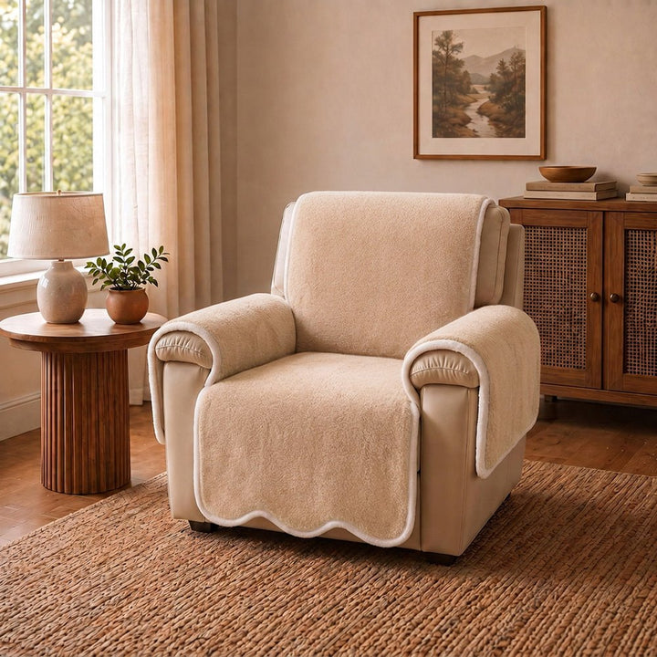 Waterproof Plush Velvet Contrast Wavy Edge Couch Cover - Pawtique