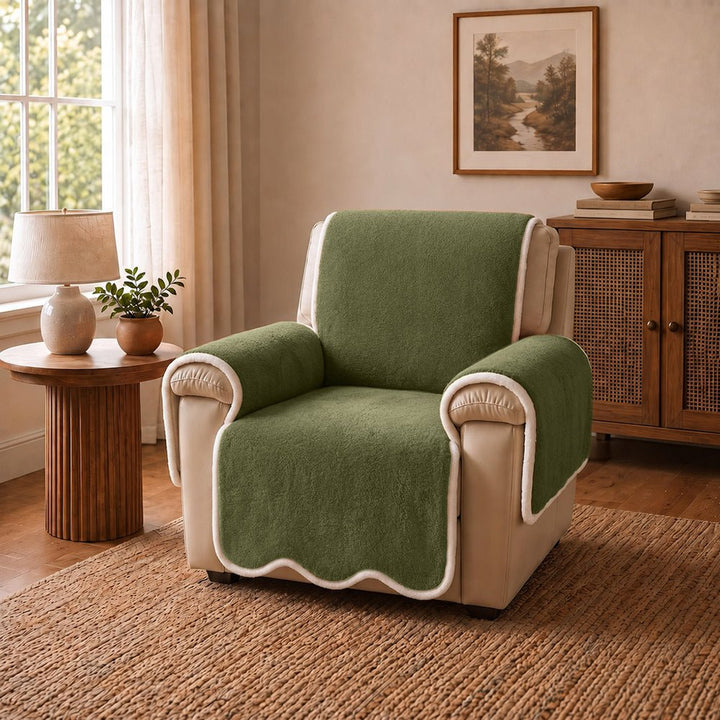 Waterproof Plush Velvet Contrast Wavy Edge Couch Cover - Pawtique