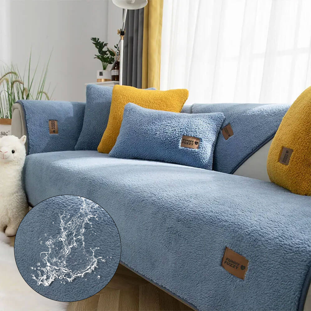 Waterproof Thick Fuzzy Faux Sherpa Fleece Non-Slip Couch Cover Protector - Pawtique