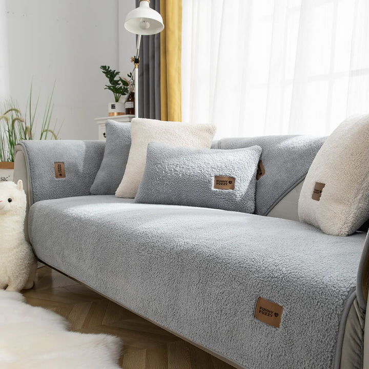 Waterproof Thick Fuzzy Faux Sherpa Fleece Non-Slip Couch Cover Protector - Pawtique