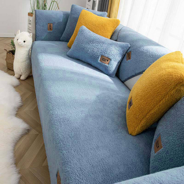 Waterproof Thick Fuzzy Faux Sherpa Fleece Non-Slip Couch Cover Protector - Pawtique
