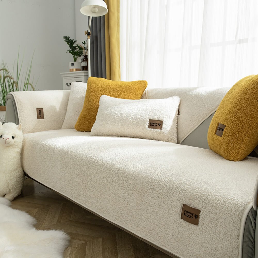 Waterproof Thick Fuzzy Faux Sherpa Fleece Non-Slip Couch Cover Protector - Pawtique