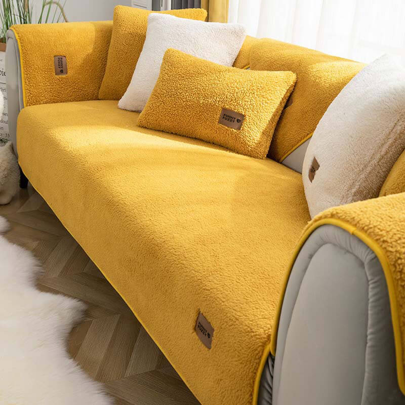 Waterproof Thick Fuzzy Faux Sherpa Fleece Non-Slip Couch Cover Protector - Pawtique